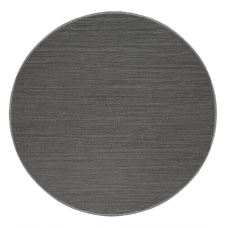 Tapis gris uni lavable à la machine, Rond 7 pi