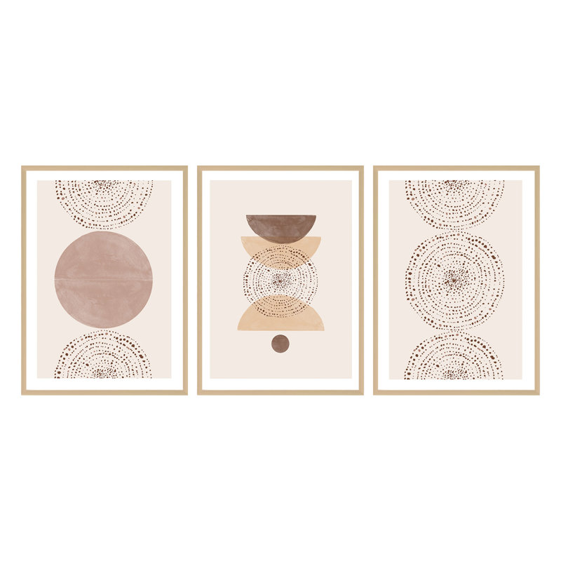 Abstract Boho by - 3 Piece Picture Frame Graphic Art Set on Paper, 36" H x 96" W