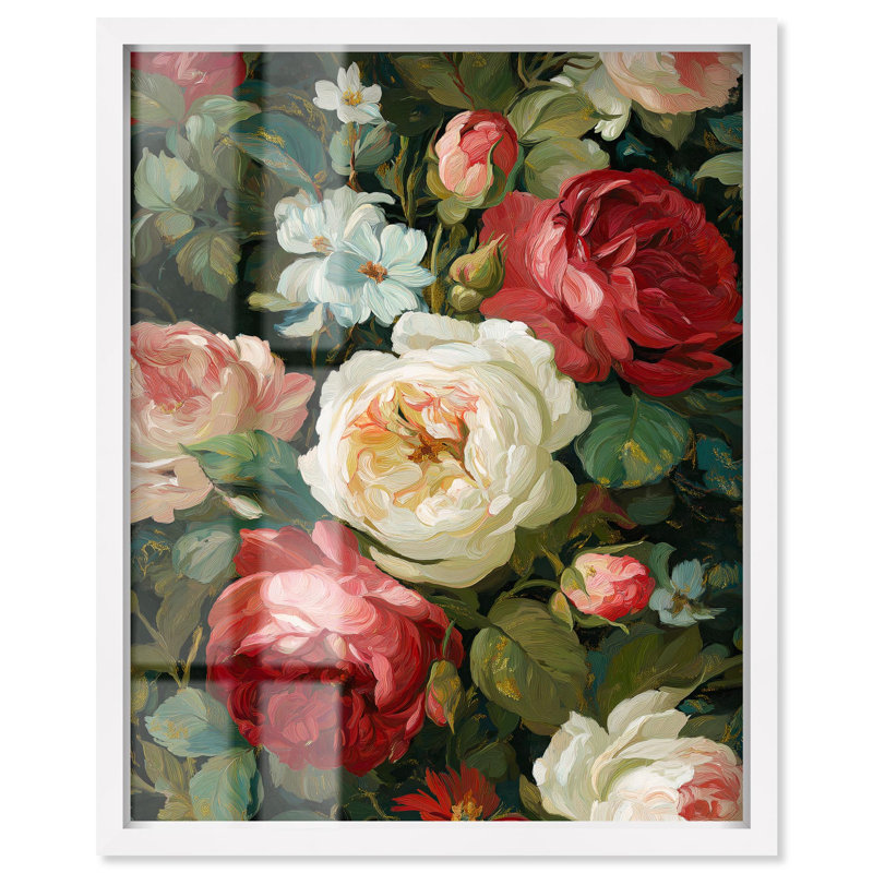 «Unrily Bouquet I», impression à motif floral par Art Remedy, H 25 po x l 21 po, Blanc
