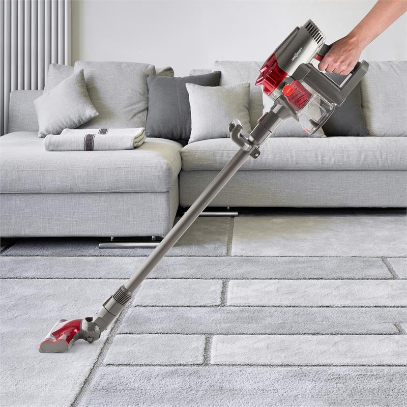 OneConcept Cordless Bagless Handheld Vacuum, Red/Silver