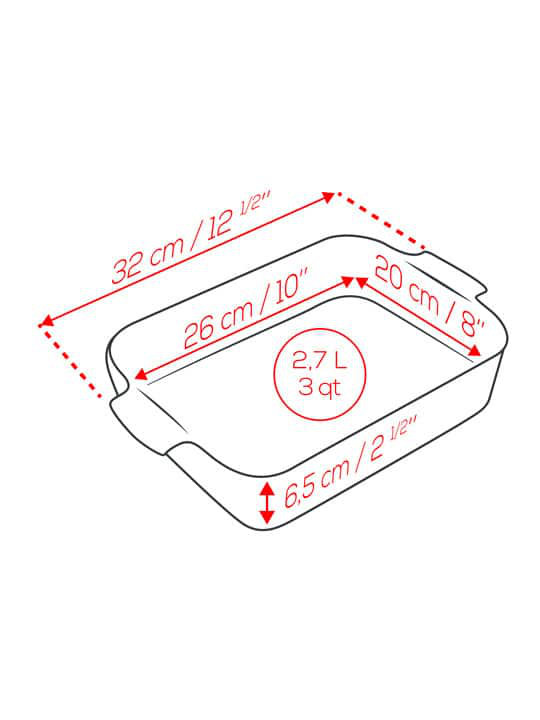 Peugeot Appolia Rectangular Ceramic Baking Dish, 3.15" H x 12.5" L x 8.86" W