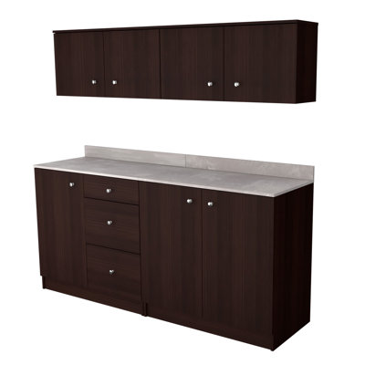 Inval Ambrossia 72"W x 70.8"H 8-Shelf Breakroom Kitchen Cabinet Set