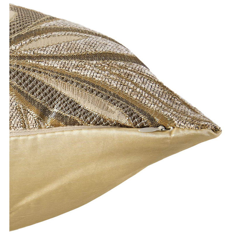 Gold Floral Embroidered Square Polyester Throw Pillow Set