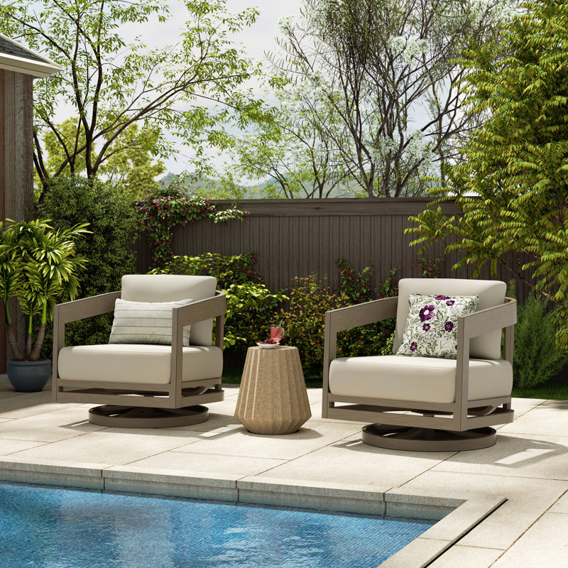 Harmonti Patio Aluminum Swivel Club Chairs Lounge Chairs With Cushions (Set Of 2)