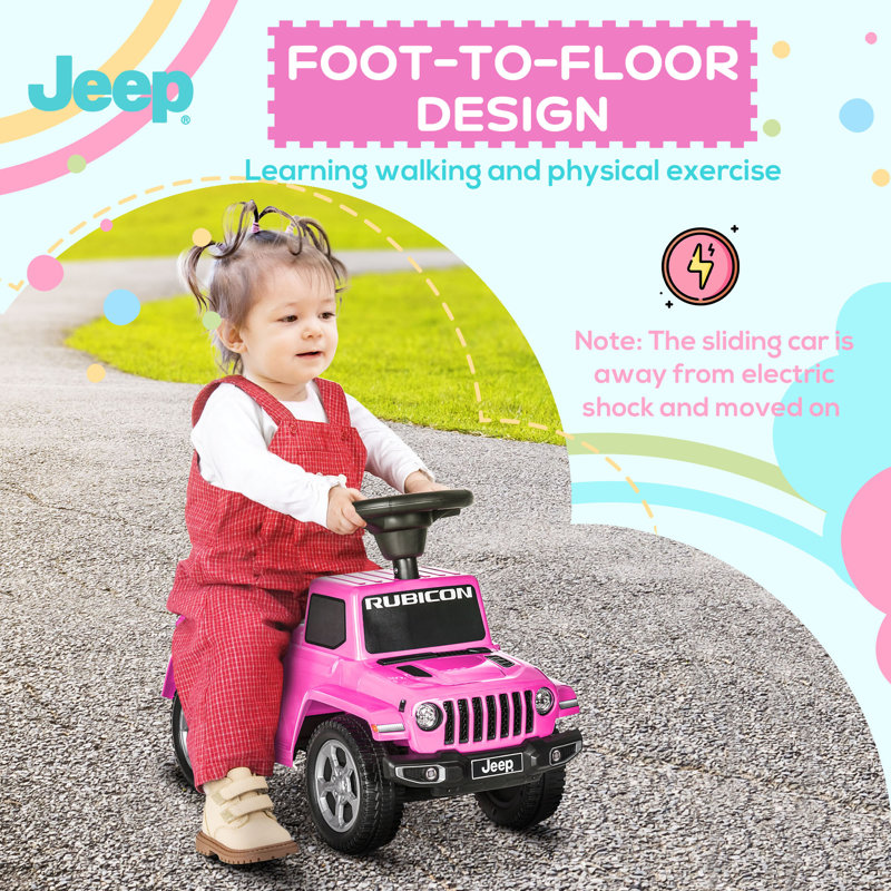 Pink Toddler Ride-On Jeep with Engine Sounds and Storage
