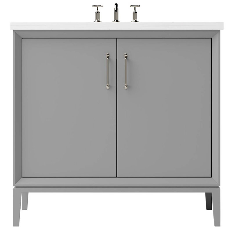 Alexandra Single Bath Vanity, 42", Platinum Gray, Satin Nickel