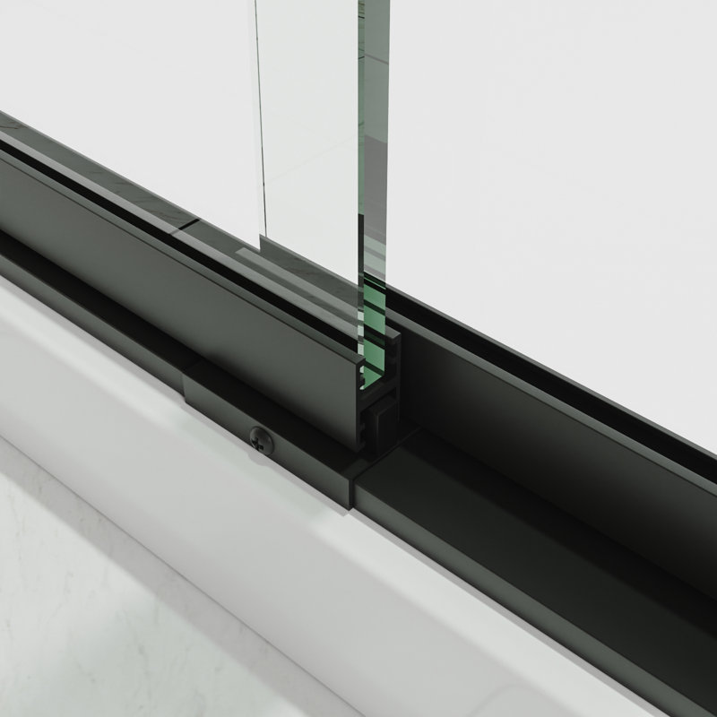 60 x 72 Matte Black Sliding Shower Door with Clear Glass