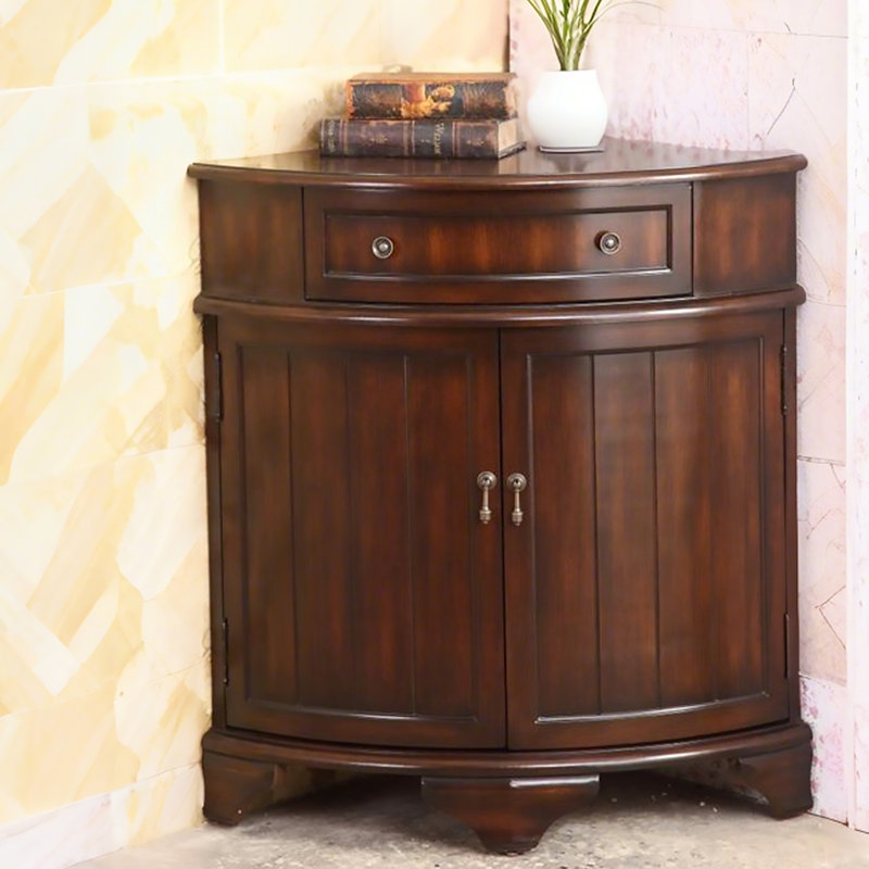 Armoire de coin en bois massif de couleur noyer
