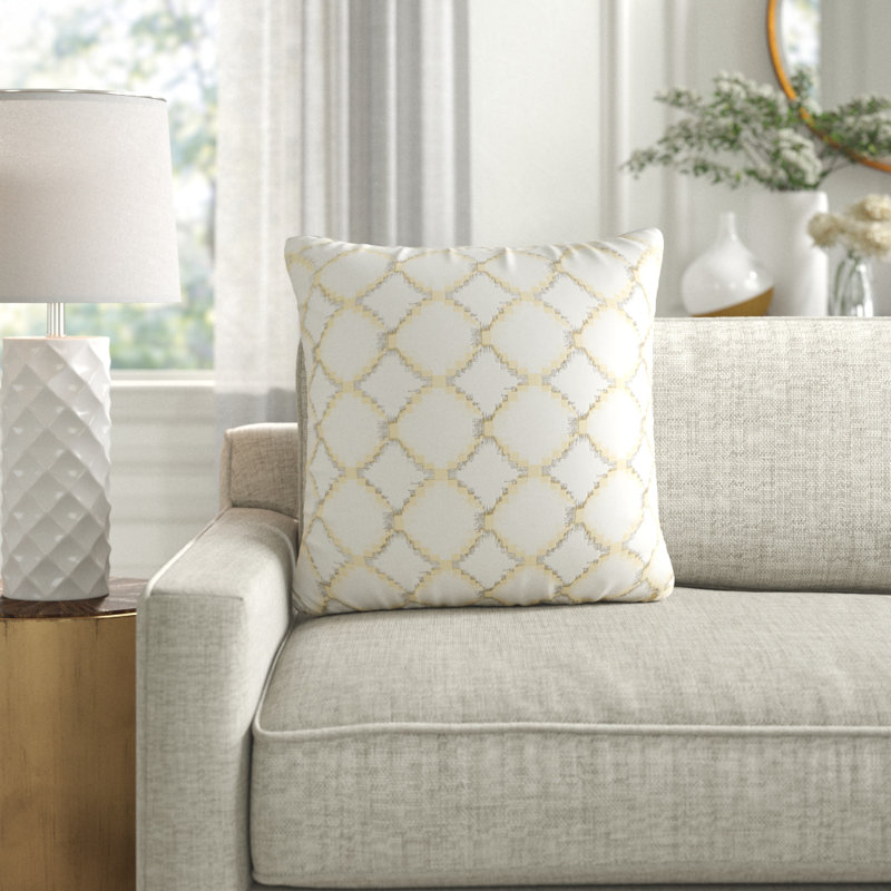  Housse de coussin en coton, Blanc / Bleu marine