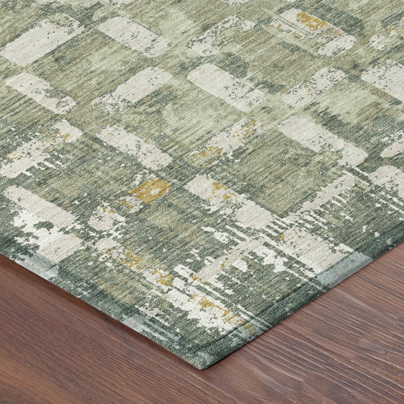 Machine Washable Indoor/Outdoor Chantille ACN2628 Abstract Rug, Celery, 2'6" x 3'10"