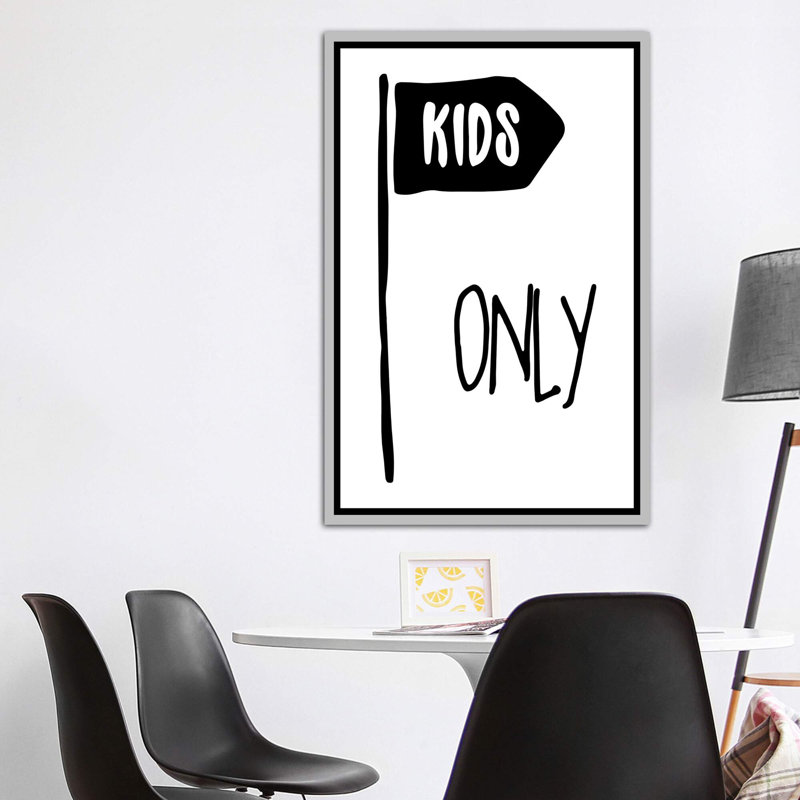 Kids Only - impression d'art textuel, Toile avec cadre argenté, H 60 po x l 40po x P 1,5 po, Pas de tapis
