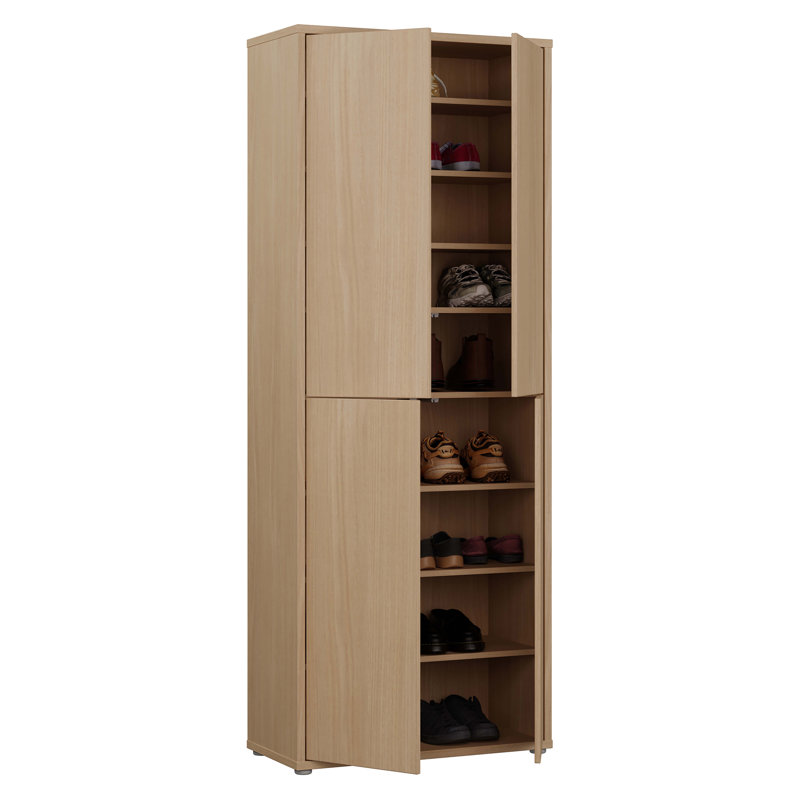 Sabih 26 Pair Shoe Storage Cabinet, Oak Wood, 191.9cm H x 74.5cm W x 34.9cm D