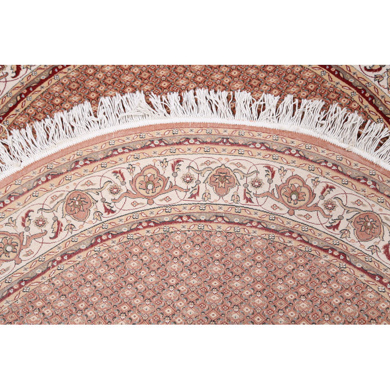 Tapis de oriental rouille/zone blanche rond