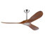 Ventilateur de plafond en bois massif 52 po, extérieur, 3 pales, sans lumière, noyer, pour porche de chambre à coucher pour patio, télécommande, résistant à l'eau