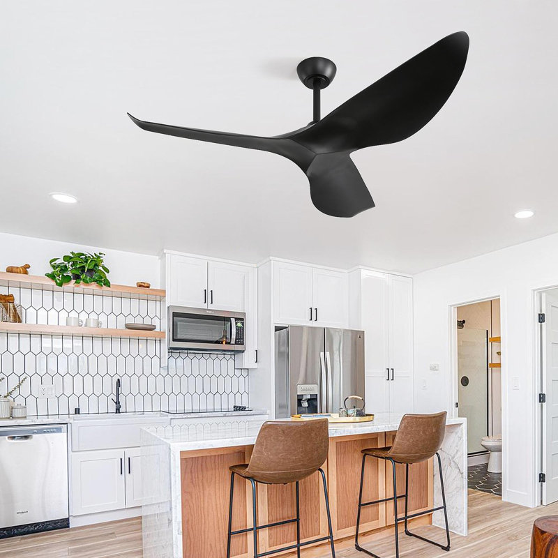 Ventilateur de plafond en ABS de 52 pouces avec moteur à courant continu réversible à télécommande 6 vitesses pour la maison