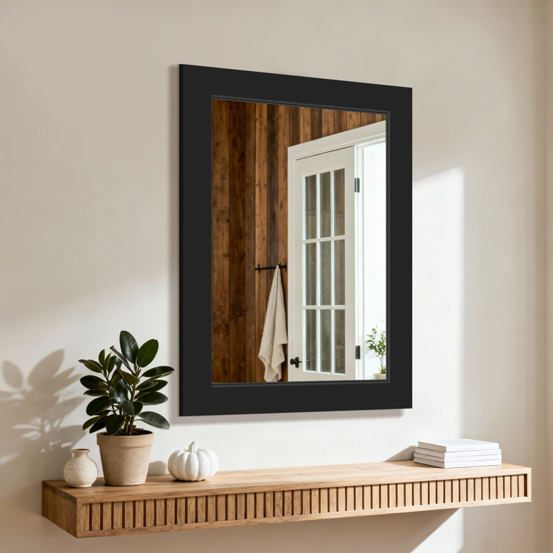 Rectangular Decorative Wall Mirror With Statement Deep Frame, HD Tempered Glass Vanity Mirror For Bathroom, Entryway, Or Bedroom