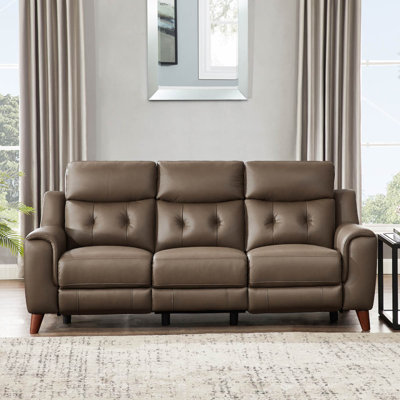 Modern Sofatorino Power Headrest Top Grain Leather Zero Gravity Reclining Sofa