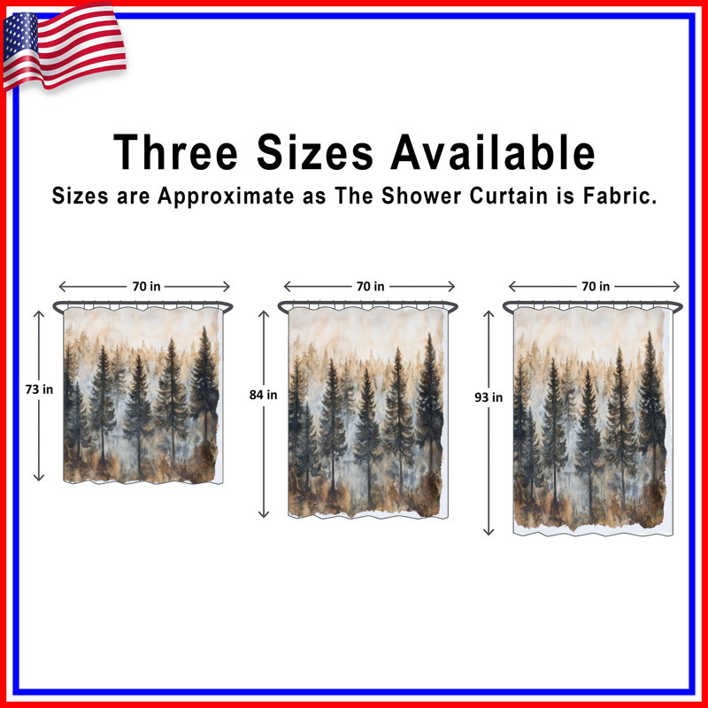 Misty Forest Landscape Shower Curtains Extra Long, L 70 po x H 84 po