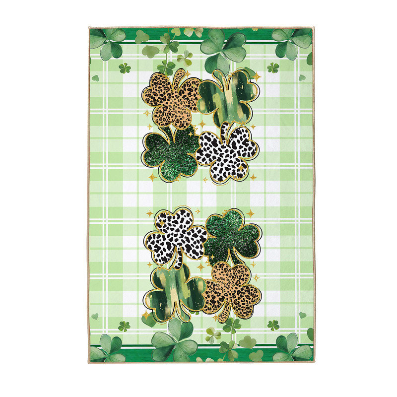 Tapis d'entrée antidérapant, paillasson pour la Saint-Patrick, Trèfle 01, L 24 po x L 36 po