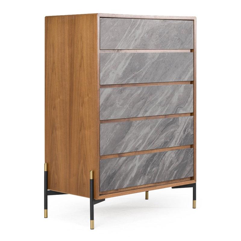 Sisemore Mid-century Walnut & Grey Chest