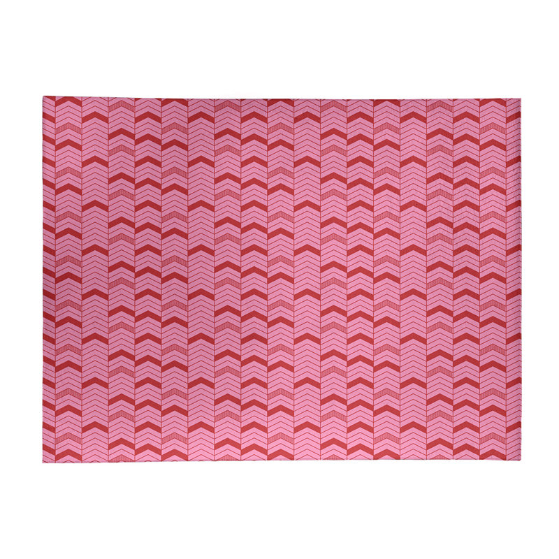 Tapis rose/rouge fait main, Rectangle 5 pi x 7 pi