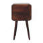 Table de chevet courbée en bois noyer de Californie, 2 tiroirs, pieds nordiques, brun foncé