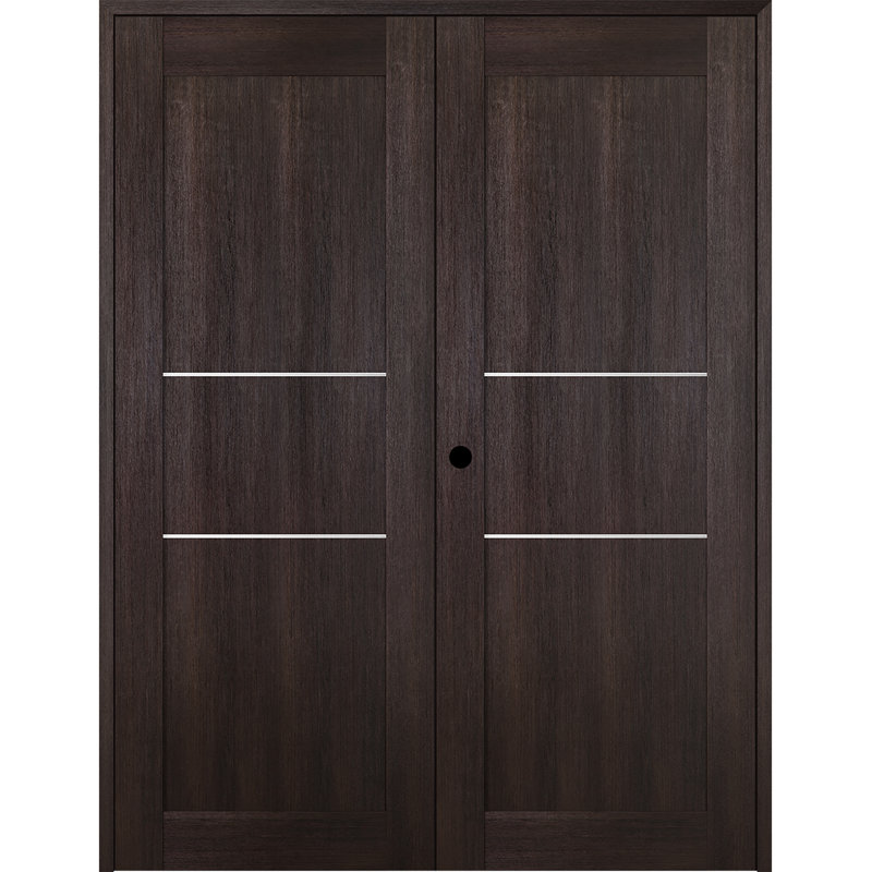 Porte double standard préfinie en bois manufacturé Avon 07 2H, 35,5 po x 79,37 po, Chêne Veralinga, À droite
