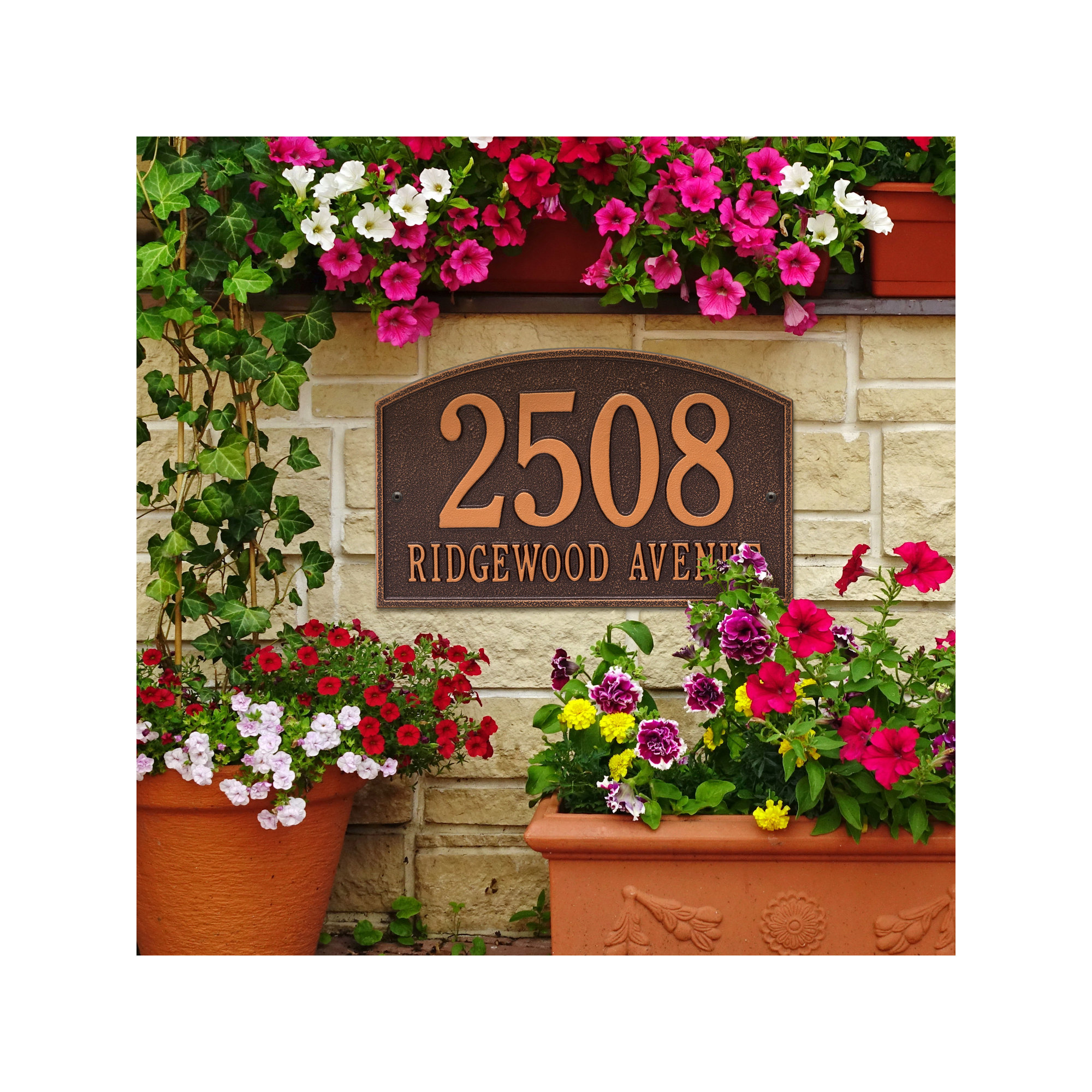 Legacy 2-Line Wall Address Plaque, Yes, Antique Copper