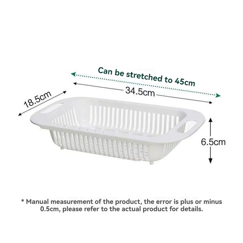 Passoire extensible pour égouttoir à fruits et légumes, Blanc