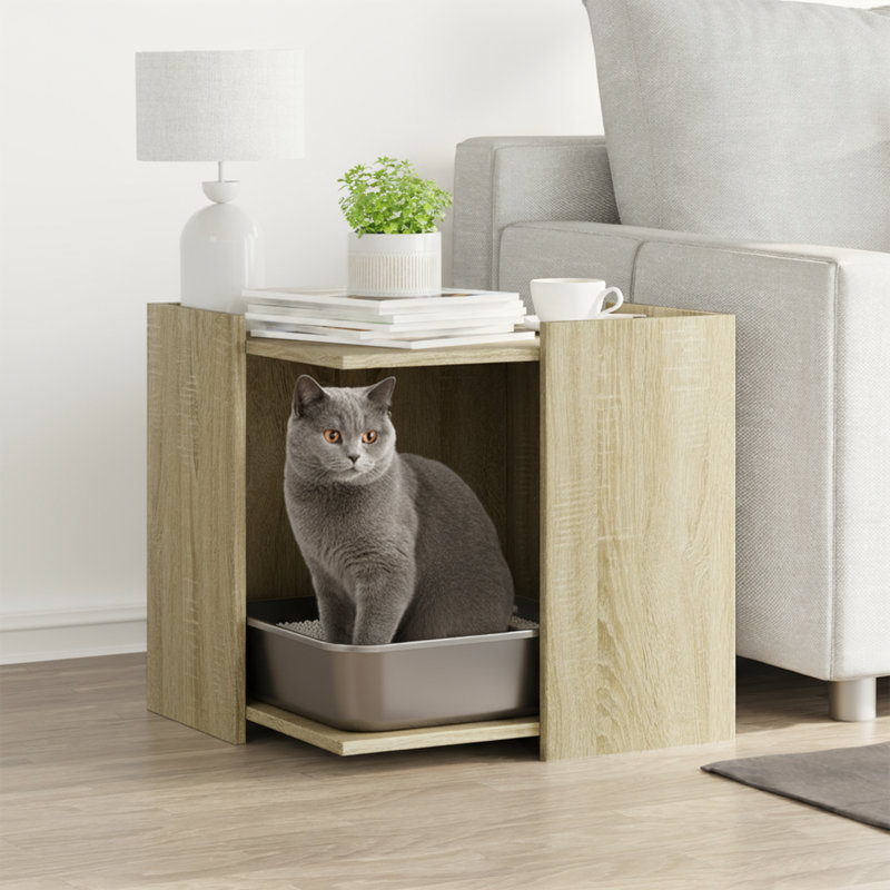 Engineered Wood Litter Box Enclosure, Sonoma Oak, 51cm H x 53cm W x 53cm D