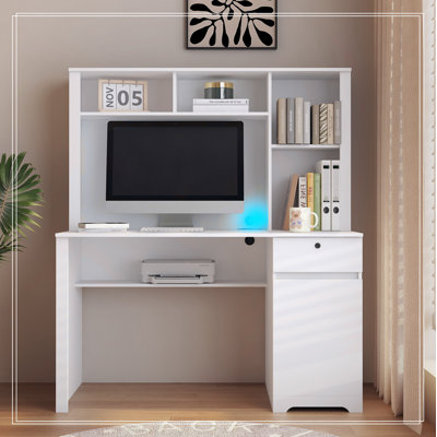 Computer Desk with Hutch & Bookshelf,Wood Executive Desk Teens Student Desk Writing Laptop