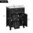  24 Inch Bathroom Vanity with Sink, Freestanding Modern Vanity Cabinet with Ceramic Basin and Storage Drawers, Black-169724830