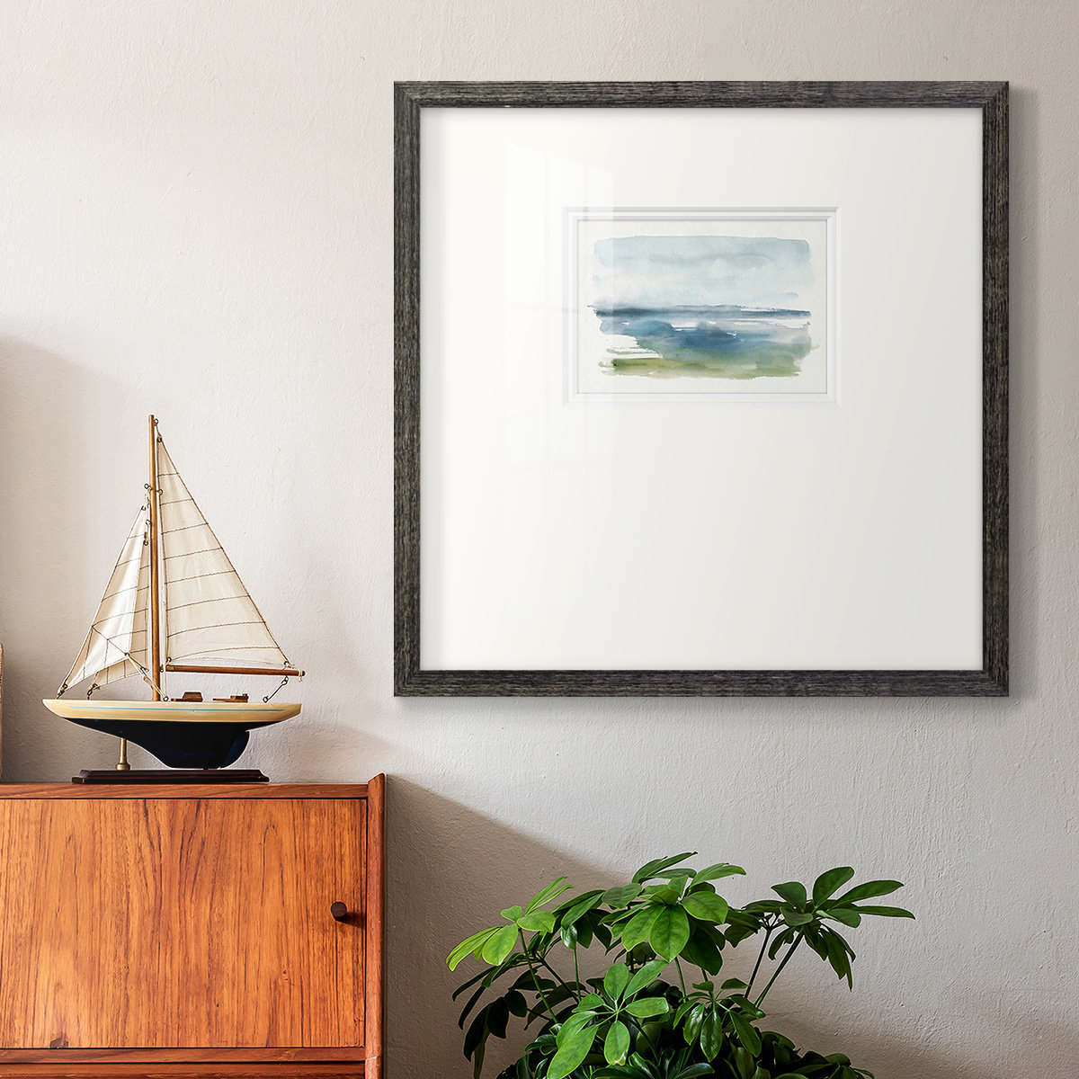 Coastline Splash IV Print, 17" H x 17" W x 1.125" D, Black
