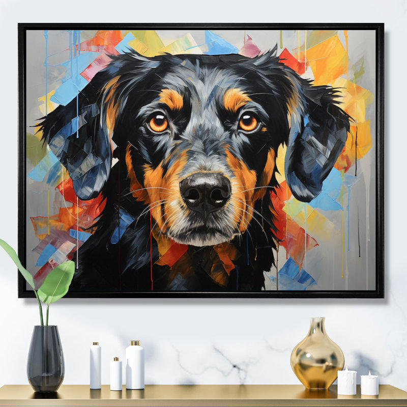 Chien, chien, compagnon, collage - imprimé, 34" H x 44" W, Gold Picture Framed