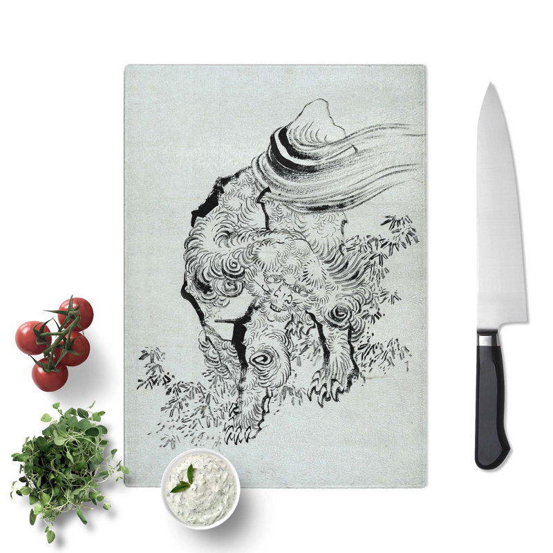 Tempered Glass Mythical Creature by Katsushika Hokusai Chopping Board, 20 cm x 28.5 cm