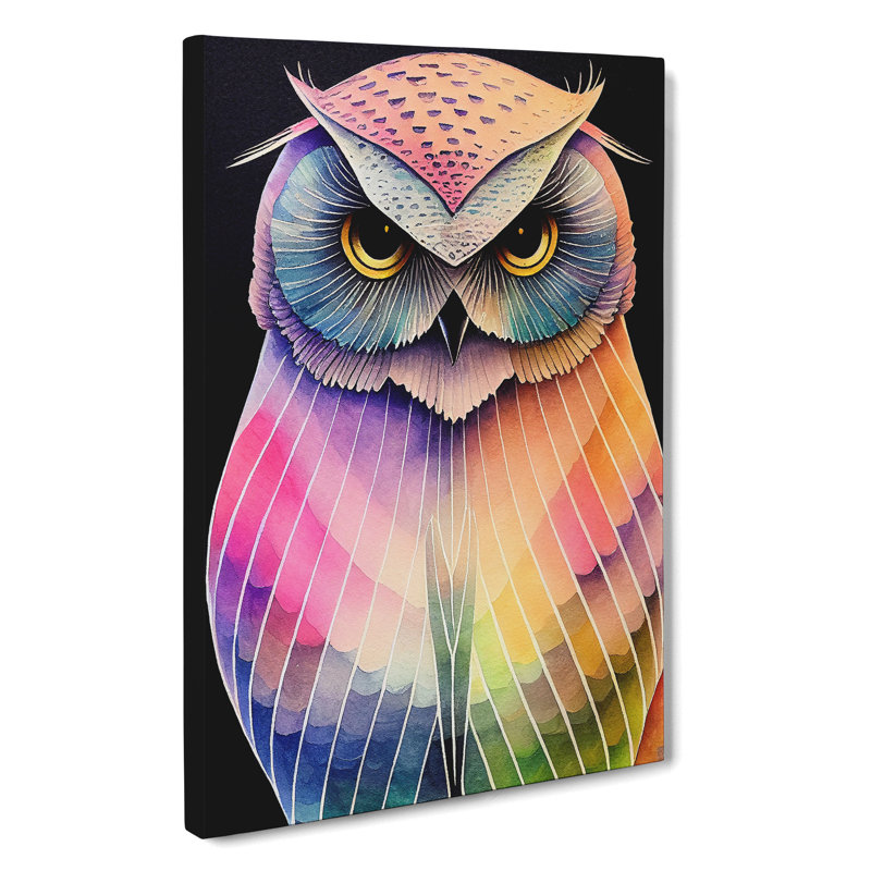 Watercolour Owl No.1 Abstract - Wrapped Canvas, 50cm H x 35cm W x 3cm D