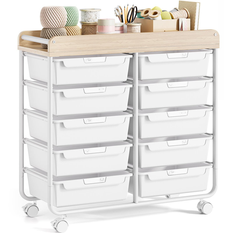 73.8cm H x 76.1cm W Book Cart, White