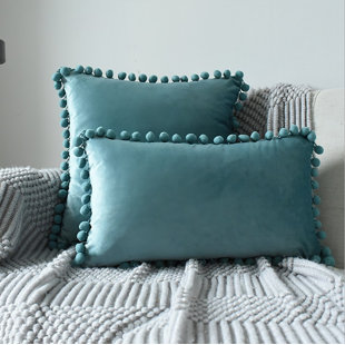  Pom-Poms Velvet Pillow Cover