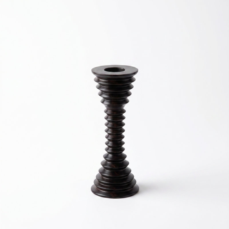 Ebony Wood Collection Candlestick, 5.8"