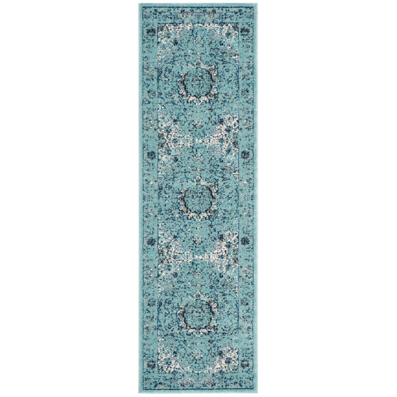 Altman Oriental Light Blue Area Rug, Runner 2'2" x 7'