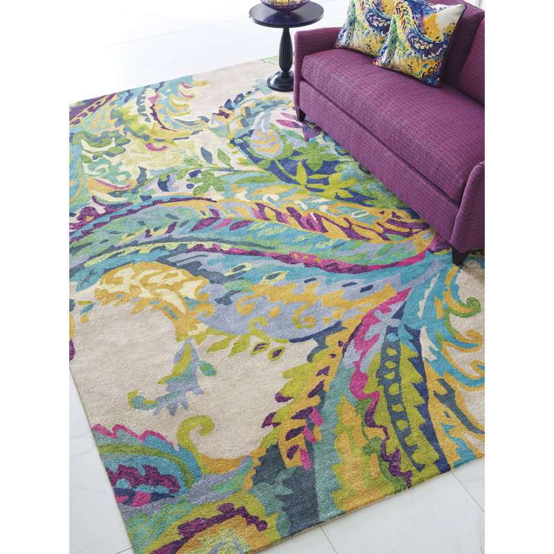 Galleria Floral Handmade Tufted Wool Blue/Green/Yellow Area Rug, Runner 2'6" x 8'
