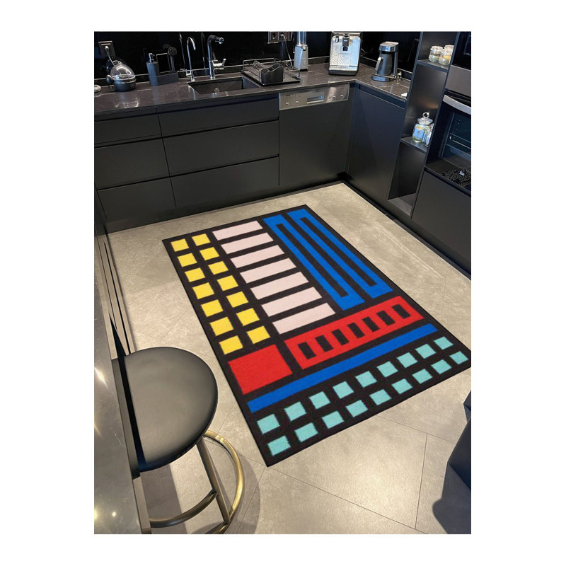  Checkered Geometric Patterned Decorative Machine Washable Rug, Runner 4'11" x 9'10" Rug Pad Included