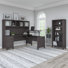 Magomed 72W 3 Position Sit to Stand L Shaped Desk with Hutch and Bookcase