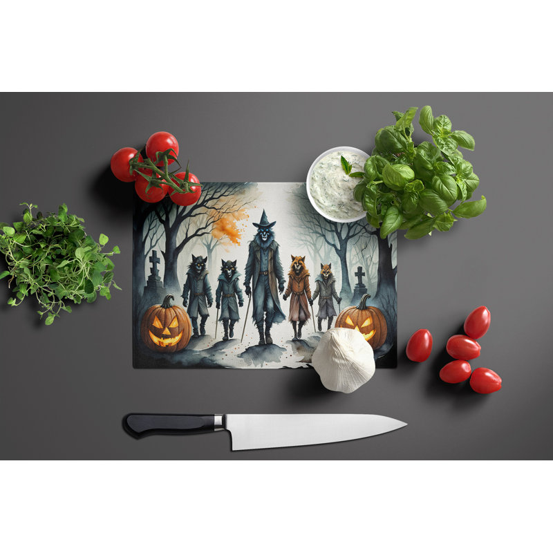 Werewolves Spooky Halloween Glass Cutting Board Large