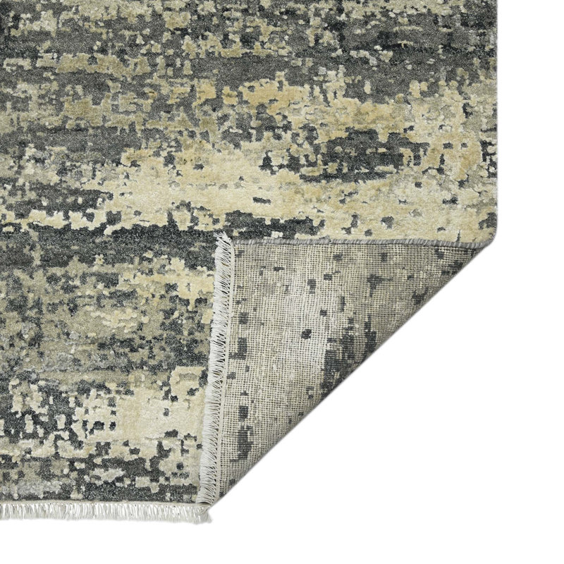 Mystique Wool Abstract Area Rug in Gray, Rectangle 8' x 10'