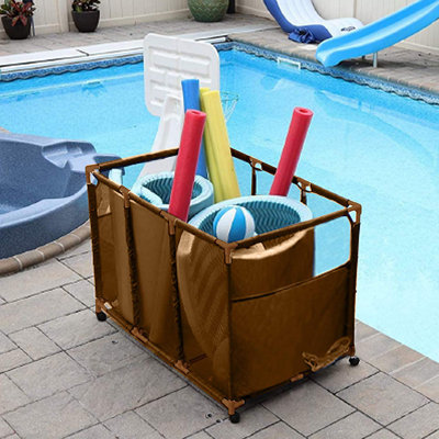 Pool Noodles Holder, Toys, Floats, Balls And Floats Equipment Mesh Rolling Storage Organizer Bin