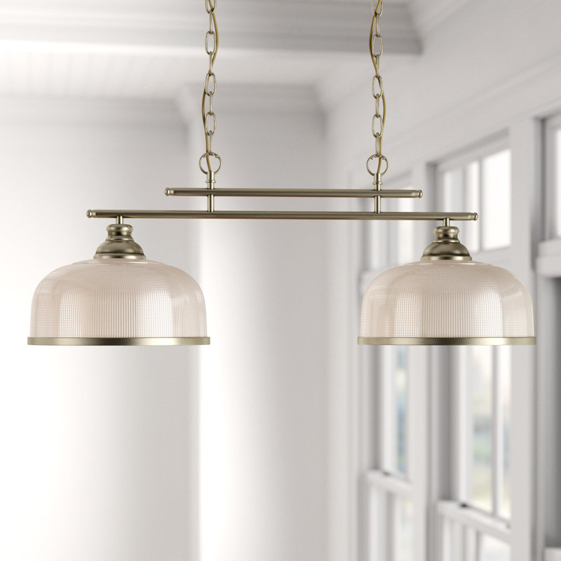 Asner 2-Light Kitchen Island Chandelier, Antique Brass
