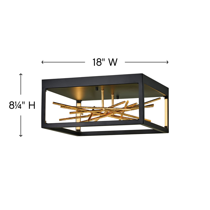 Styx 18" Black and Gilded Gold LED Flush Mount Light
