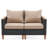 Patio Wicker Sectional Loveseat with Cushions