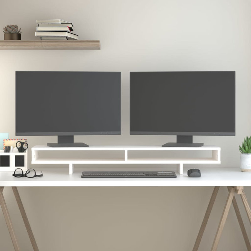 Lakeida Wood Monitor Stand, White
